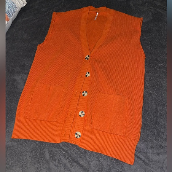 Free People Oakleigh Rib Vest in Orange - Picture 2 of 6